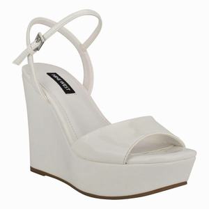 Nine West Kinda Ankle Strap Platform Sandals - White - Ireland (CS1784935)